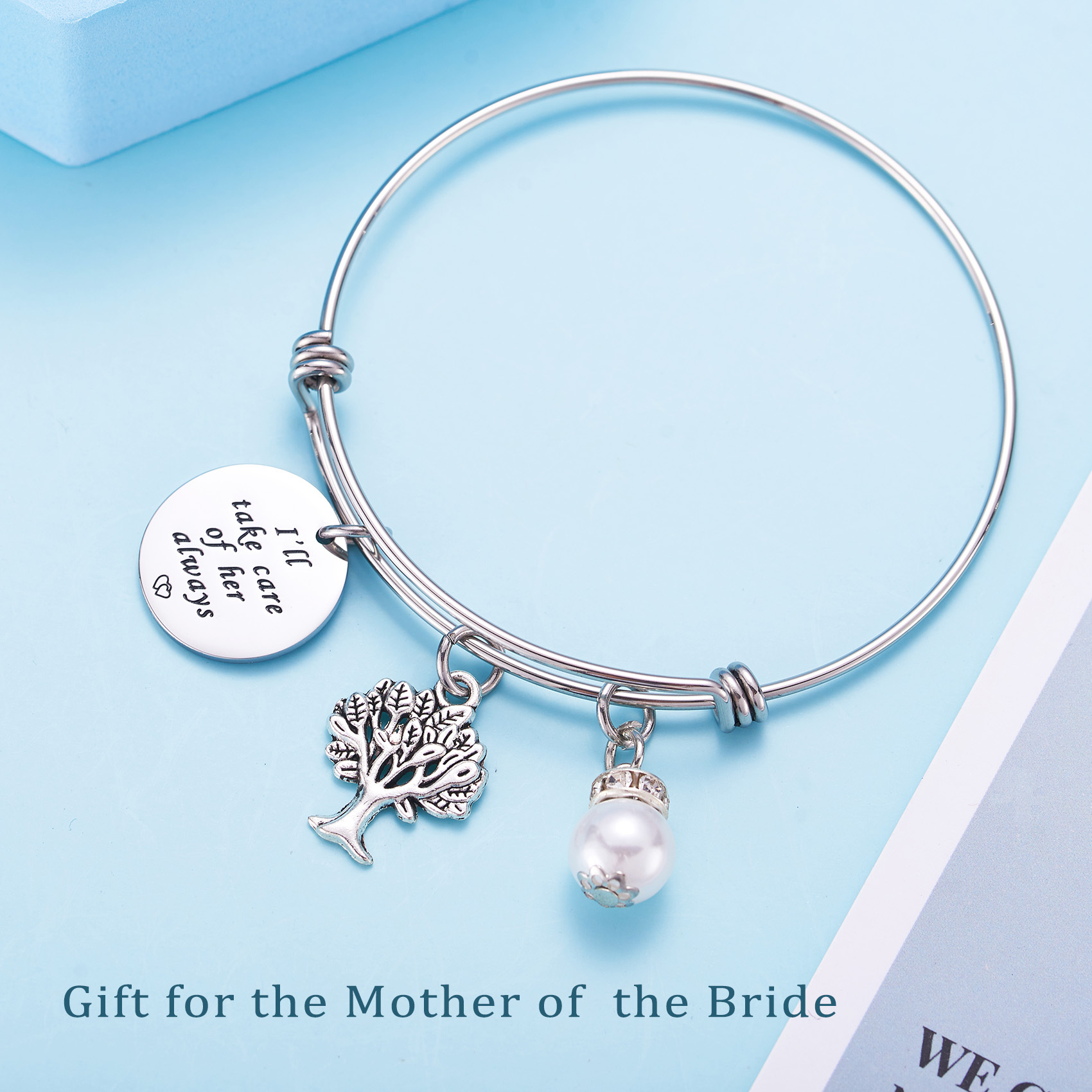LParkin Mother in Law Gift I Will Take Care Her Always Banlgle Bracelet