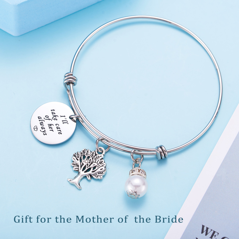 LParkin Mother in Law Gift I Will Take Care Her Always Banlgle Bracelet