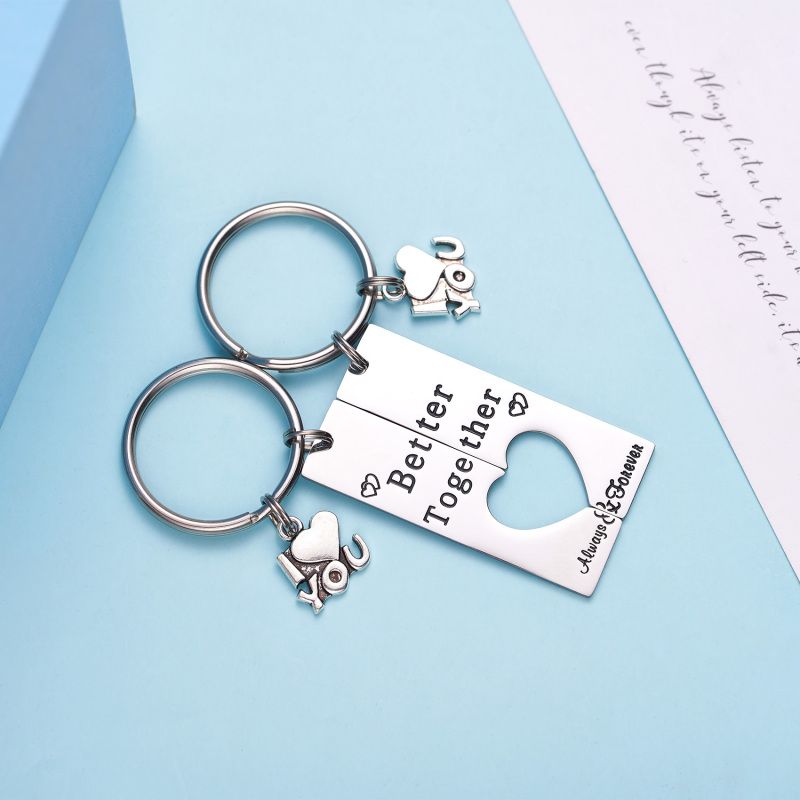LParkin Better Together Keychain Couples Matching Keychain Set Long Distance Relationship Gift Valentine His and Hers Gifts Girlfriend Boyfriend