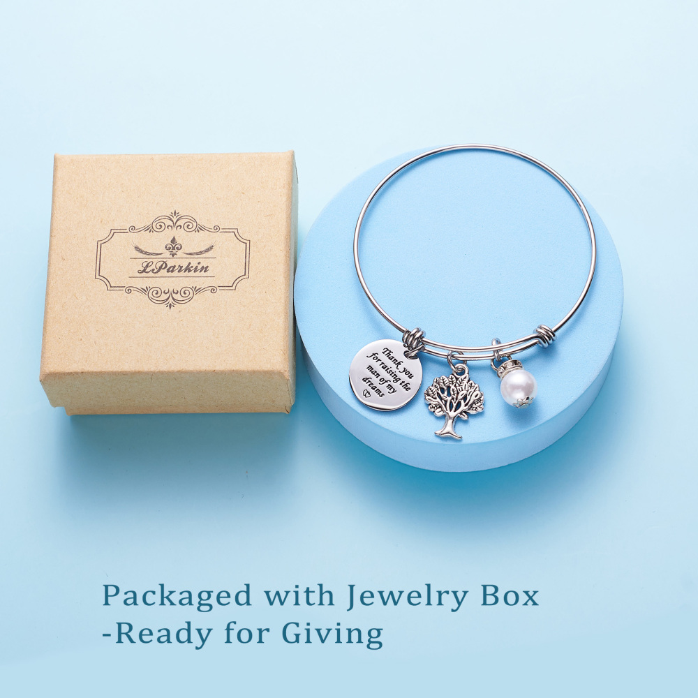 LParkin Mother in Law Gift Thank You Raising The Man My Dreams I Will Take Care Her Always Banlgle Bracelet