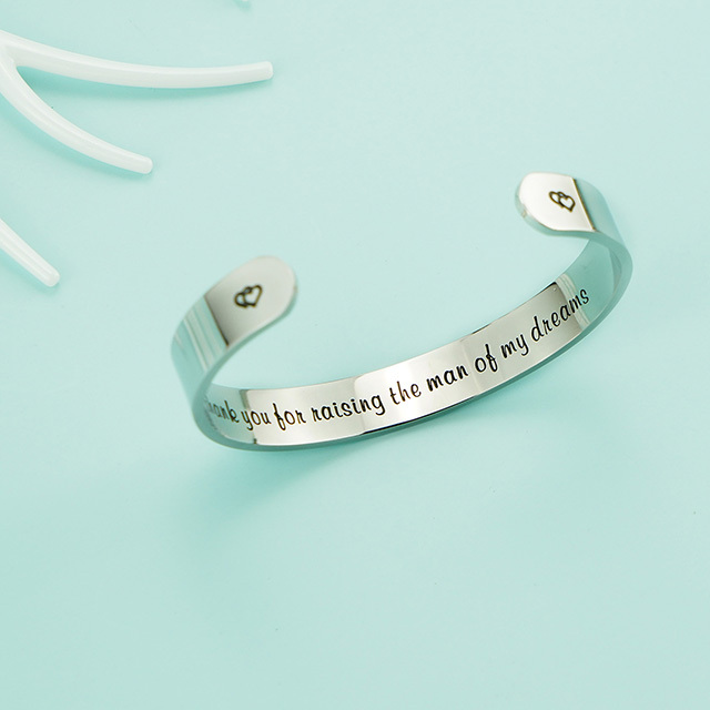 LParkin Mother of The Groom Gift Thank You for Raising The Man of My Dreams Cuff Bracelet Mother in Law Gift