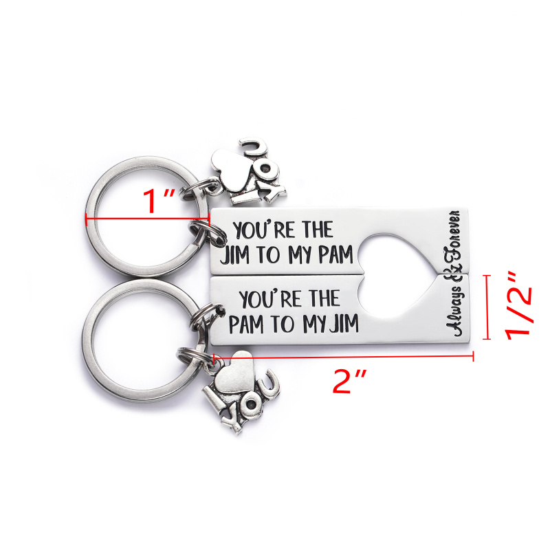 LParkin The Office Keychain Pam and Jim Keychain You are The Pam to My Jim Keychain Set The Office TV Show Inspired Boyfriend Girlfriend Couples Gift