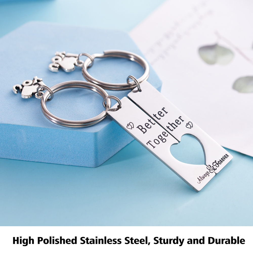 LParkin Better Together Keychain Couples Matching Keychain Set Long Distance Relationship Gift Valentine His and Hers Gifts Girlfriend Boyfriend