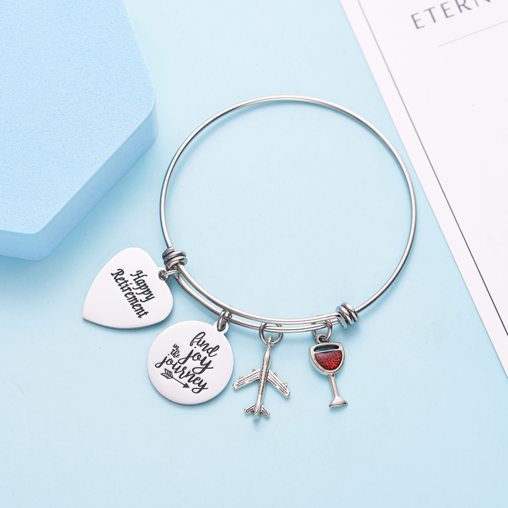 LParkin Retirement Gifts for Women Happy Retirement Bracelet Find Joy in The Journey Congratulations Retirement Gift Happy Retirement Bracelet