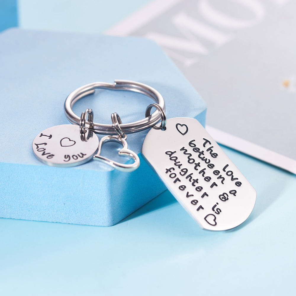 LParkin Mother Daughter Gift Keychain The Love Between a Mother and Daughter is Forever Keychain Stainless Steel