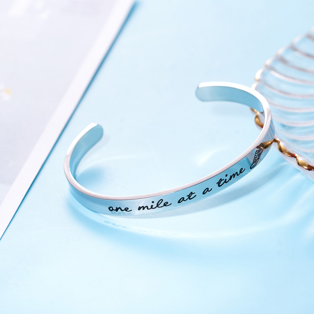 LParkin Gifts for Runners Marathon Bracelet Jewelry One Mile at A Time Bracelet Stainless Steel