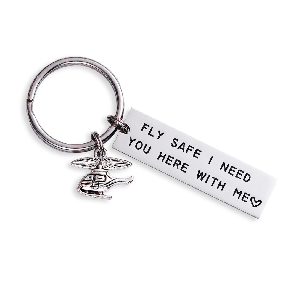 LParkin Fly Safe I Need You Here with Me Fly Safe I Love You Keychains Helicopter Flight Attendant Flight School Graduation Pilot Travel Gifts Stainle