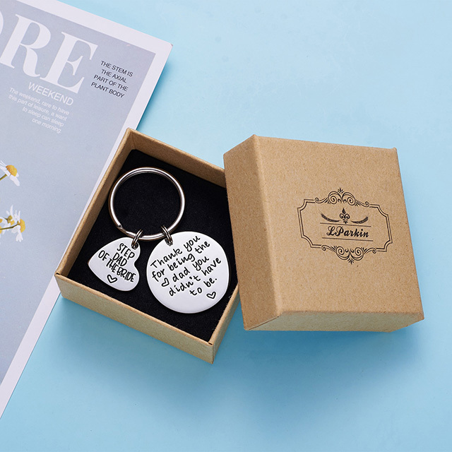 LParkin Step Dad of The Bride Gift Thank You for Being The Dad You Didn’t Have to Be Keychain Stainless Steel