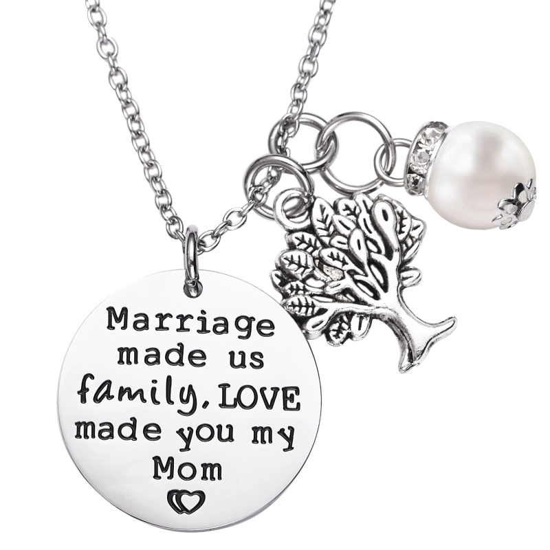 LParkin Mother in Law Gift Marriage Made Us Family but Love Made You My Mom Necklace Groom's Mom Bride Wedding Day Gift for Mom