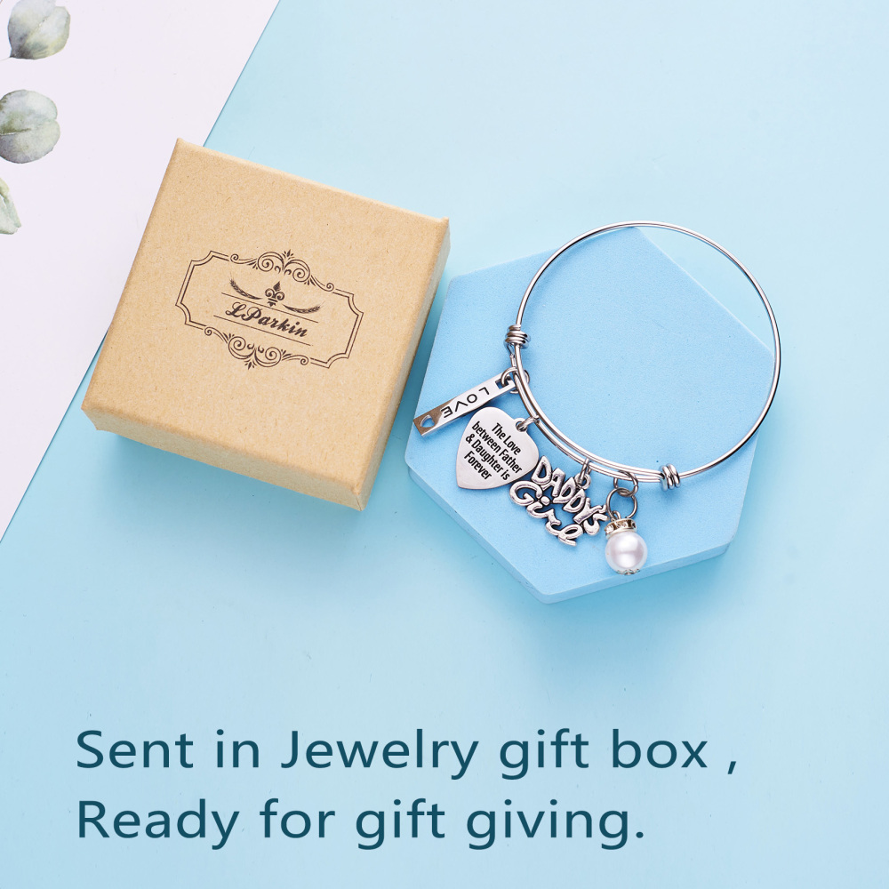 LParkin Daddys Girl Daughter Bracelet Stainless Steel Bangle Birthday Gift Daughter Gift