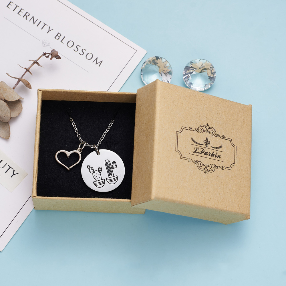 LParkin Cactus Necklace We Stick Together Best Friend Necklace Stainless Steel Sister Necklaces