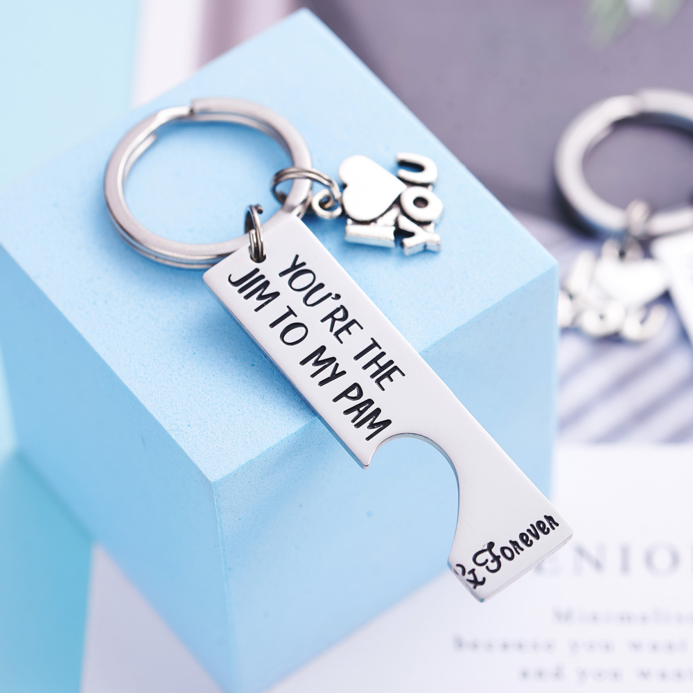 LParkin The Office Keychain Pam and Jim Keychain You are The Pam to My Jim Keychain Set The Office TV Show Inspired Boyfriend Girlfriend Couples Gift