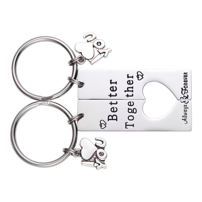 LParkin Better Together Keychain Couples Matching Keychain Set Long Distance Relationship Gift Valentine His and Hers Gifts Girlfriend Boyfriend