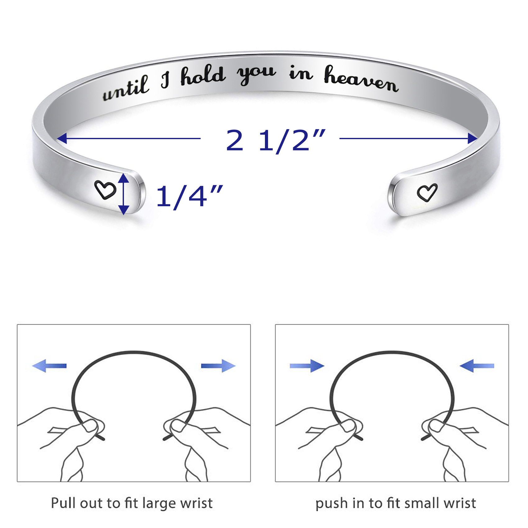 LParkin Memorial Bracelet I'll Hold You in My Heart Until I Hold You in Heaven Gifts for Her Remembrance Jewelry