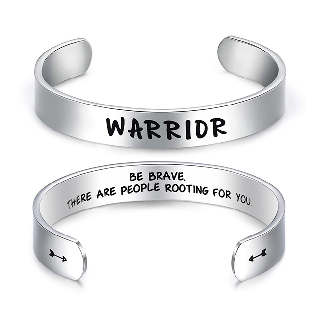 LParkin Inspirational Message Warrior Bracelet Jewelry Be Brave There are People Rotting for You Inspiration Chemo Sympathy Gift Message Bracelet