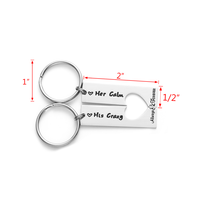 LParkin His Crazy Her Calm Couples Gift Keychain Set His and Hers Gift Boyfriend Girlfriend Keychain Calm Matching Couples Key Chain