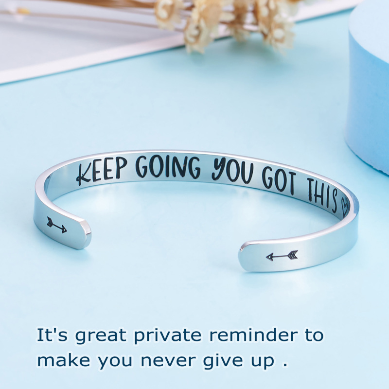 LParkin Inspirational Cuff Bracelet Mantra Quote Keep Going You Got This Stainless Steel Engraved Motivational Friend Encouragement Jewelry Gift for W