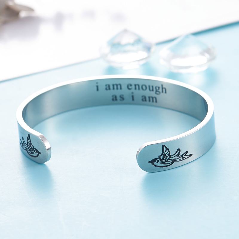 LParkin Inspirational Bracelets for Women I Am Enough As I Am Motivational Bracelet Bohemian Jewelry Stainless Steel Bracelet