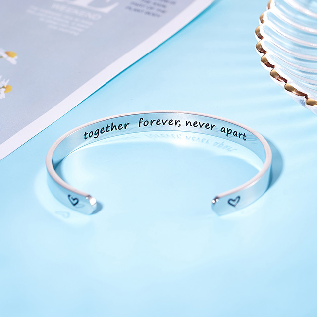 LParkin Mother Daughter Bracelets Together Forever Never Apart Bracelets Gifts for Mom Like Mother Like Daughter Mom from Daughter Birthday Set of 2 B