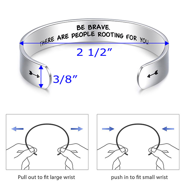 LParkin Inspirational Message Warrior Bracelet Jewelry Be Brave There are People Rotting for You Inspiration Chemo Sympathy Gift Message Bracelet