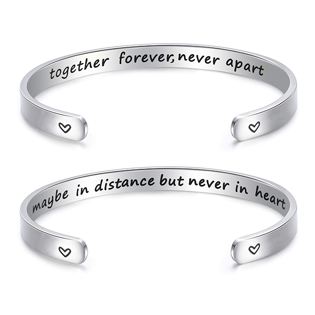LParkin Mother Daughter Bracelets Together Forever Never Apart Bracelets Gifts for Mom Like Mother Like Daughter Mom from Daughter Birthday Set of 2 B