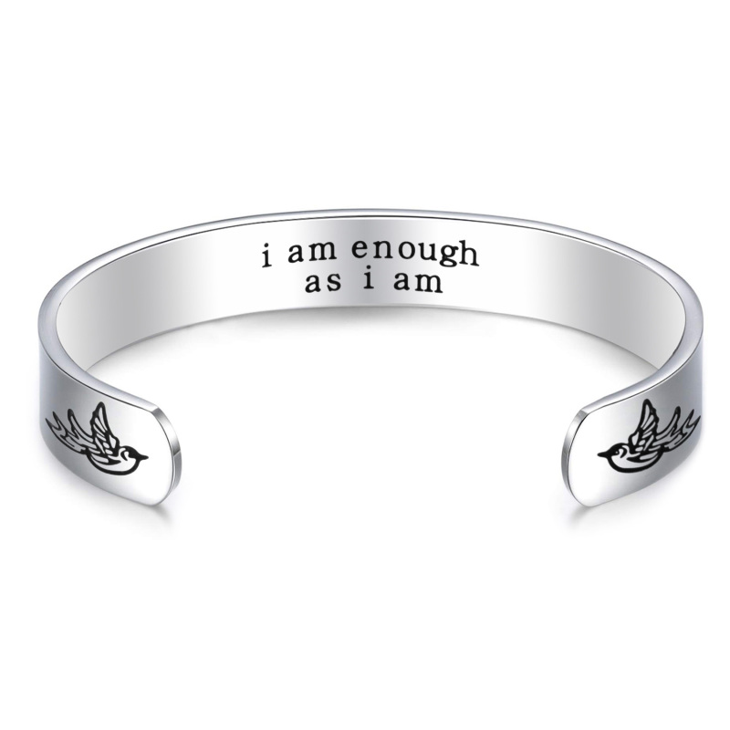 LParkin Inspirational Bracelets for Women I Am Enough As I Am Motivational Bracelet Bohemian Jewelry Stainless Steel Bracelet