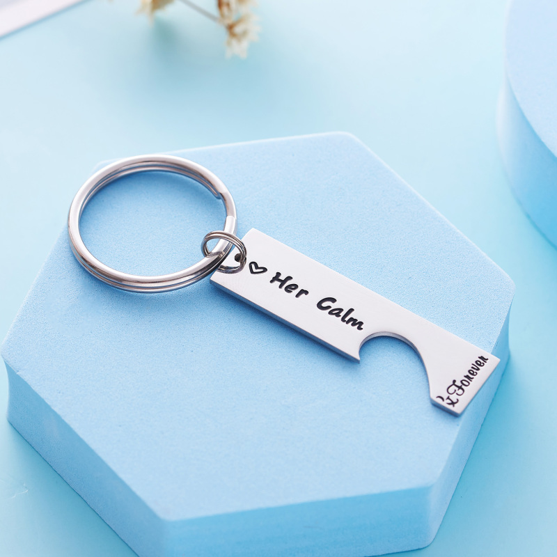 LParkin His Crazy Her Calm Couples Gift Keychain Set His and Hers Gift Boyfriend Girlfriend Keychain Calm Matching Couples Key Chain