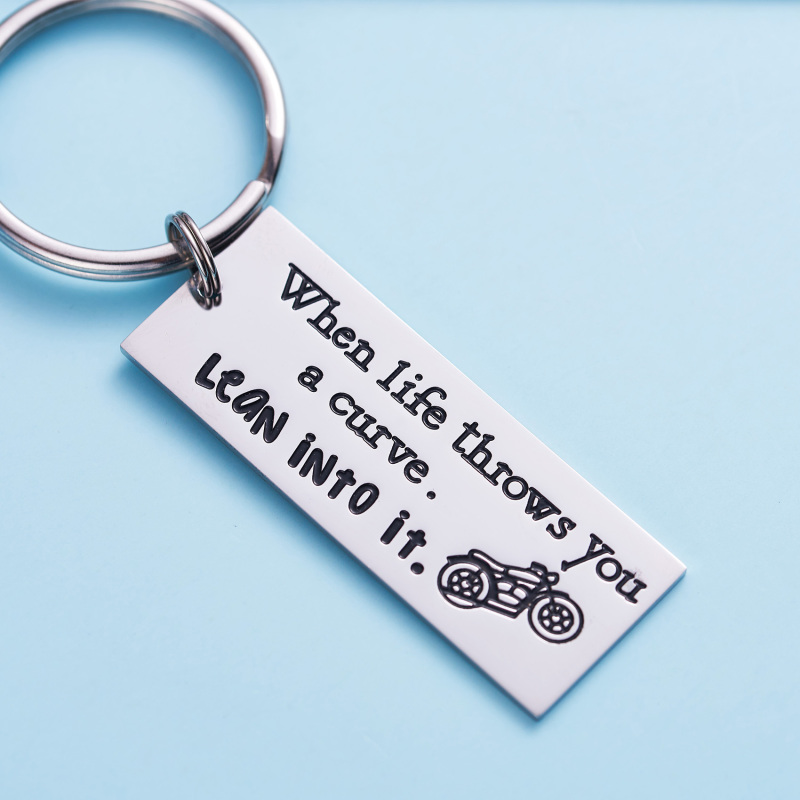 Motorcycle Keychain When Life Throws You a Curve Lean into It Gift for him Motorcycle Lover Bike Keychain Bike Lover Motorcycle Keychains