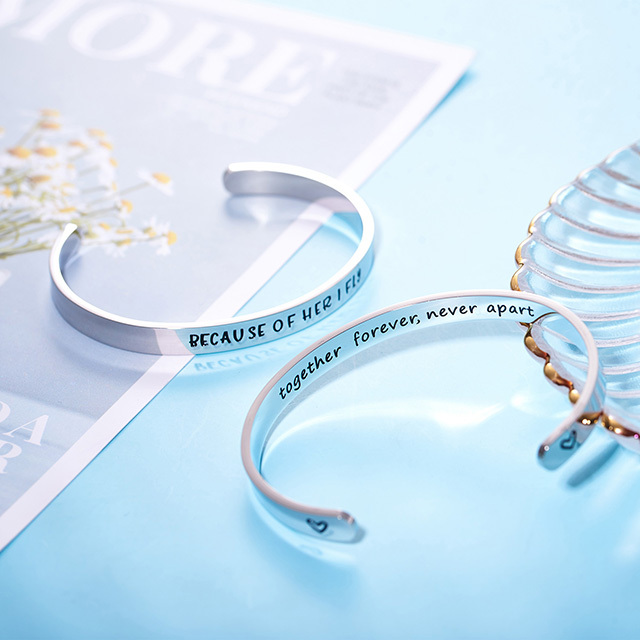 LParkin Mother Daughter Bracelets Together Forever Never Apart Bracelets Gifts for Mom Like Mother Like Daughter Mom from Daughter Birthday Set of 2 B