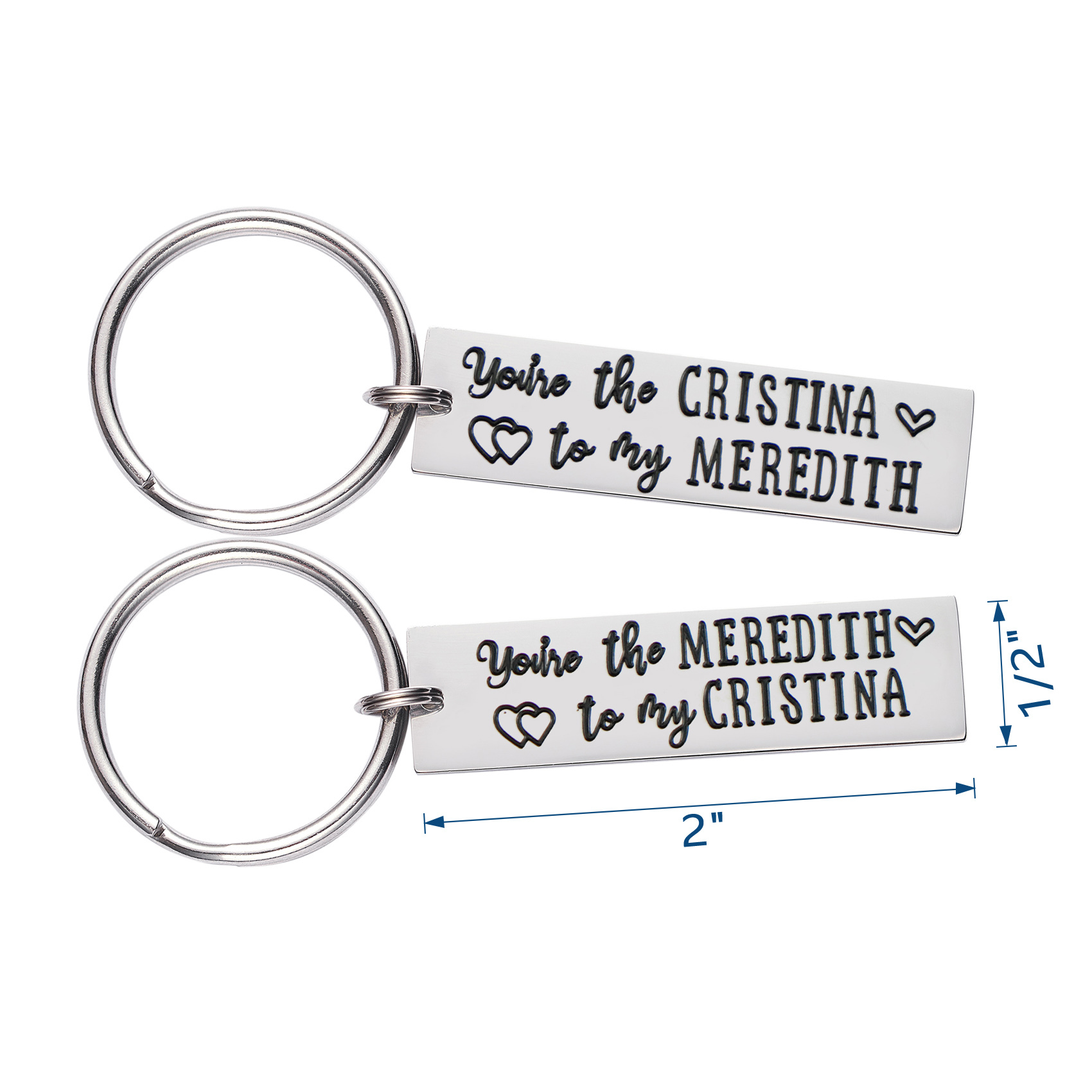 LParkin Meredith and Cristina Keychain Set -You're The Cristina to My Meredith You're The Meredith to My Cristina - Best Friends Set