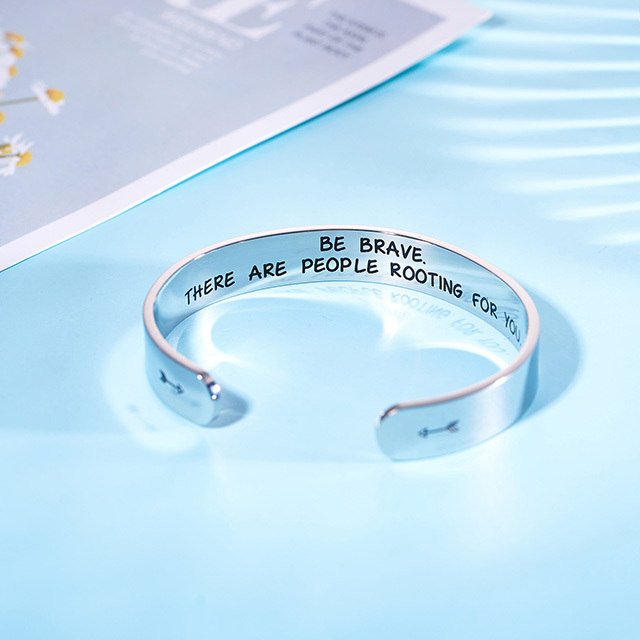 LParkin Inspirational Message Warrior Bracelet Jewelry Be Brave There are People Rotting for You Inspiration Chemo Sympathy Gift Message Bracelet