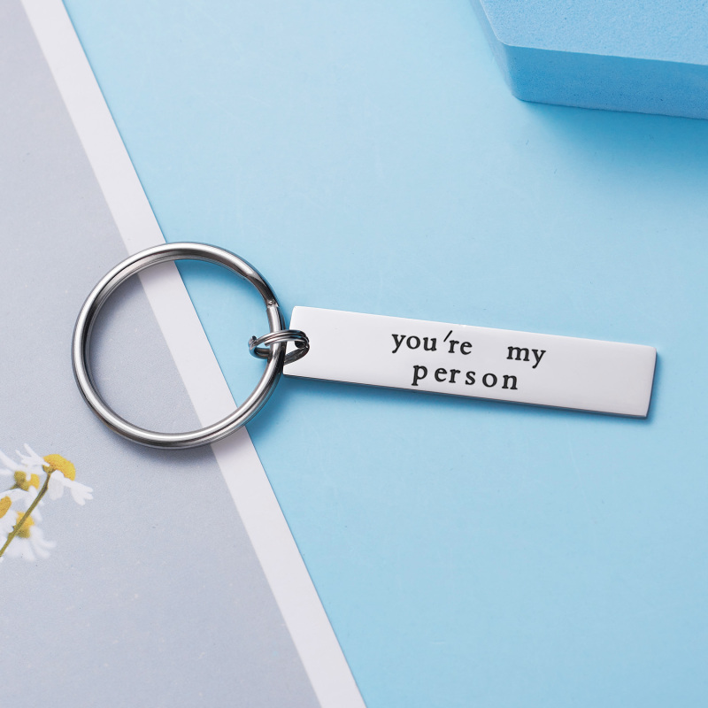 LParkin You’ll Always Be My Person You're My Person Stainless Steel Rectangle Keychain Keyring Best Friend Boyfriend Girlfriend