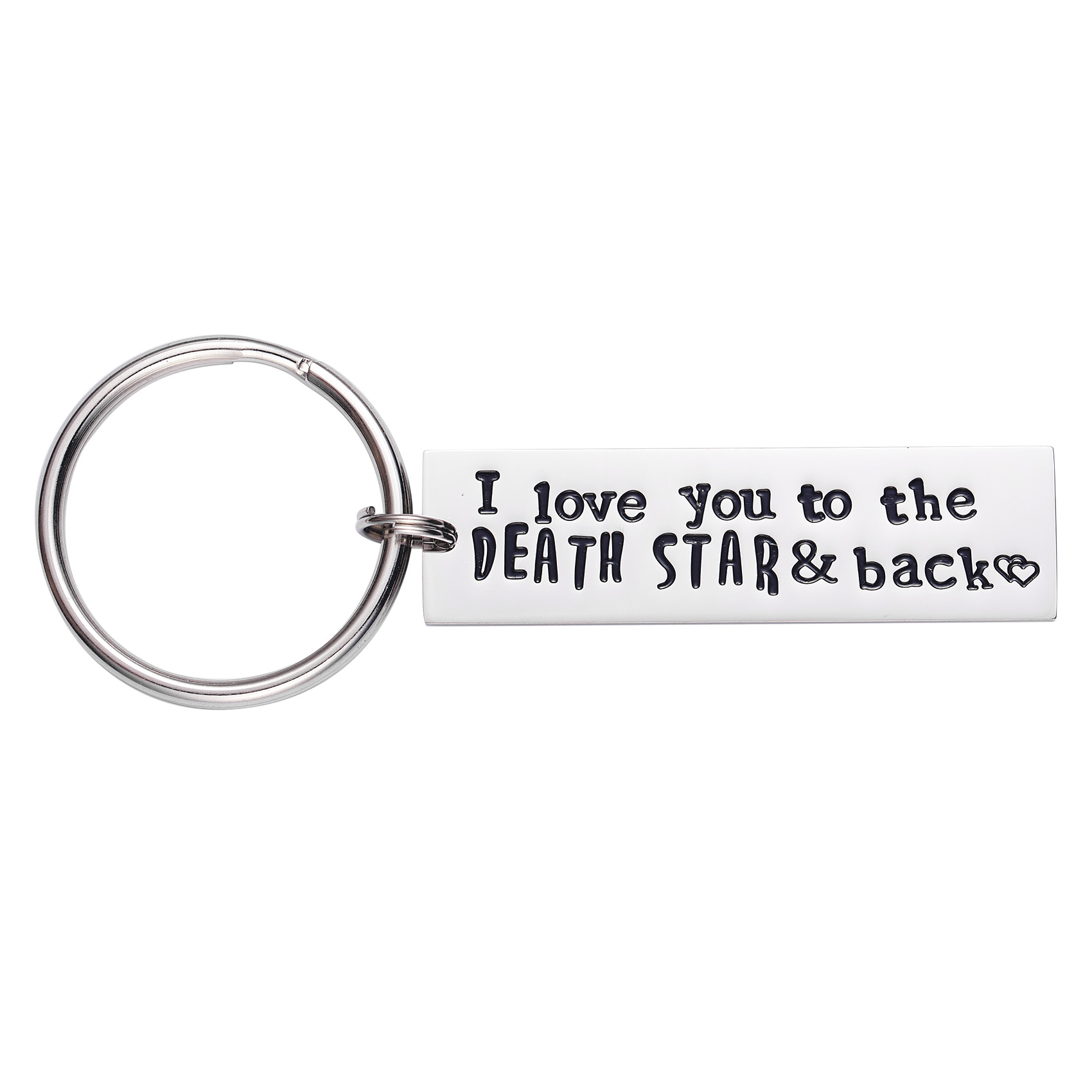 LParkin I Love You to The Death Star & Back Stainless Steel Bar Keychain Keyring Great Christmas Geekery Fan Sci Fi Geeky Gifts