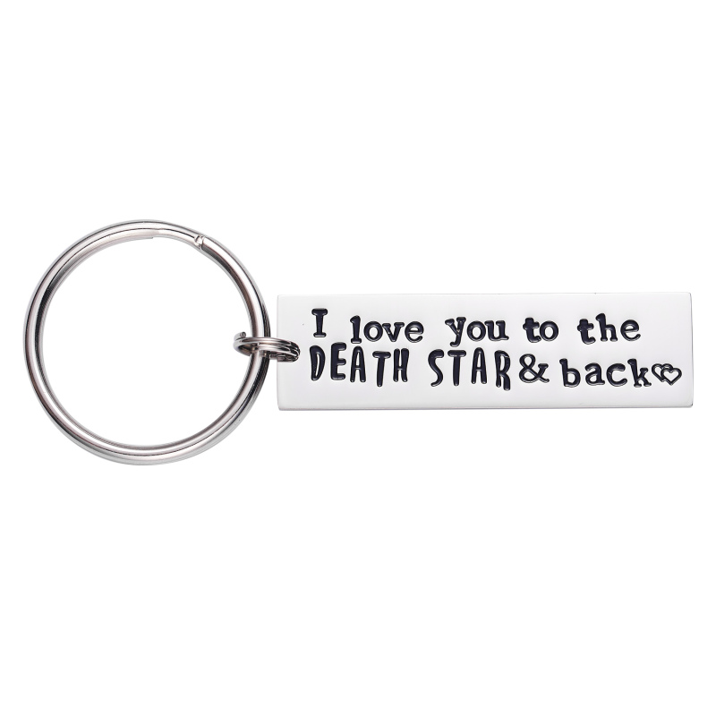 LParkin I Love You to The Death Star &amp; Back Stainless Steel Bar Keychain Keyring Great Christmas Geekery Fan Sci Fi Geeky Gifts