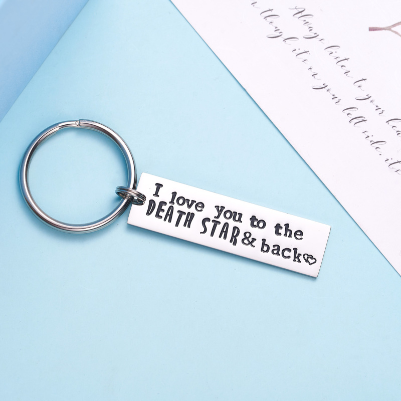 LParkin I Love You to The Death Star &amp; Back Stainless Steel Bar Keychain Keyring Great Christmas Geekery Fan Sci Fi Geeky Gifts