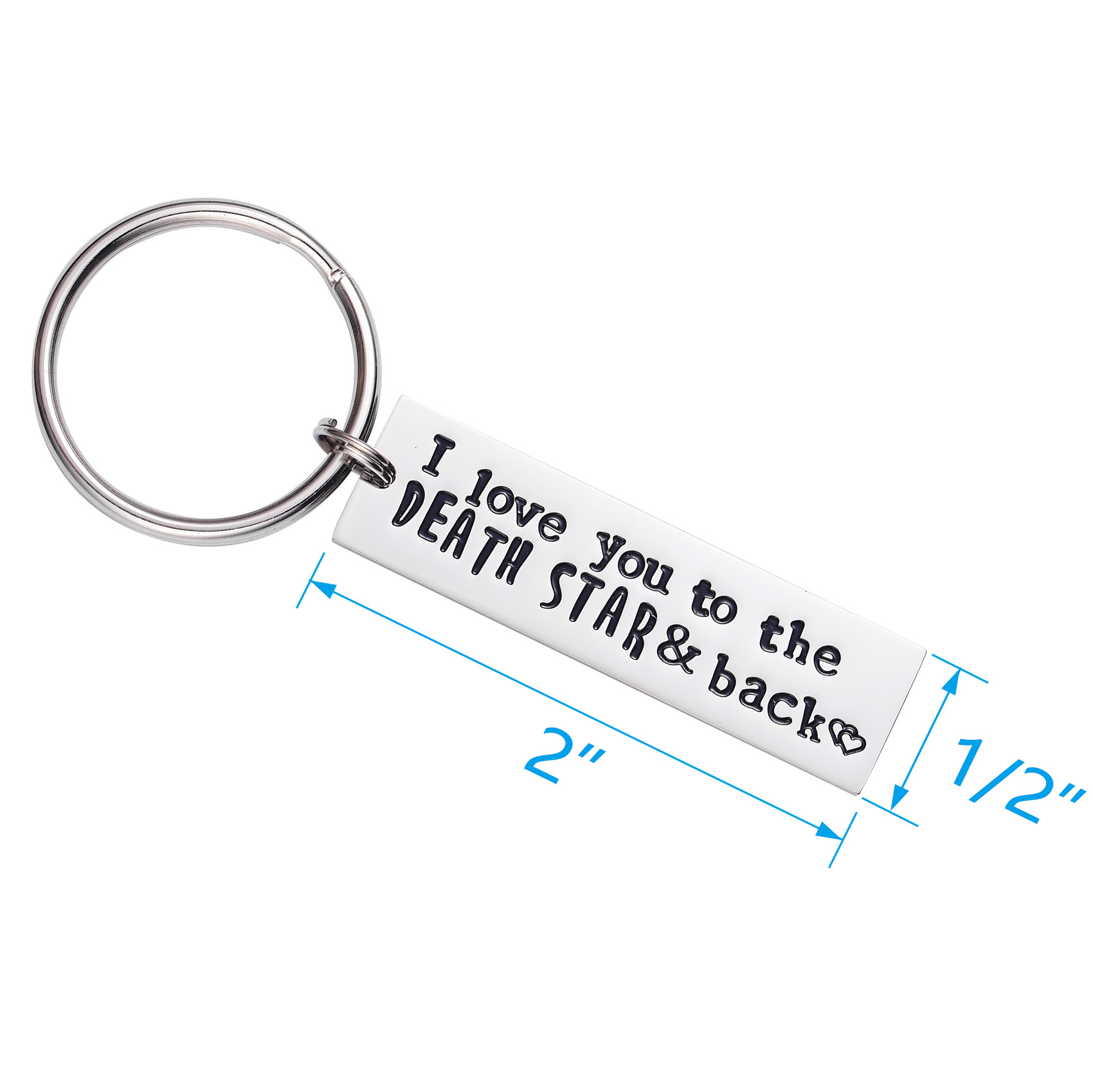 LParkin I Love You to The Death Star & Back Stainless Steel Bar Keychain Keyring Great Christmas Geekery Fan Sci Fi Geeky Gifts