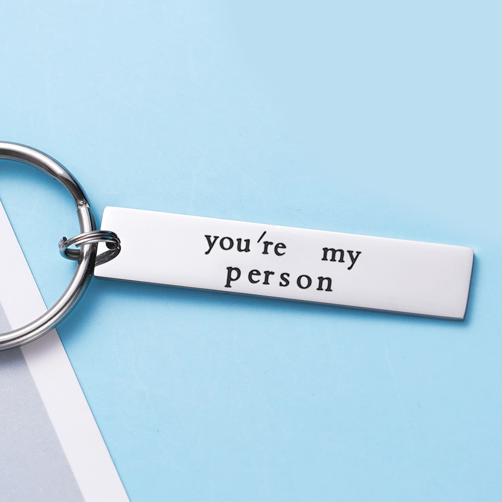 LParkin You’ll Always Be My Person You're My Person Stainless Steel Rectangle Keychain Keyring Best Friend Boyfriend Girlfriend