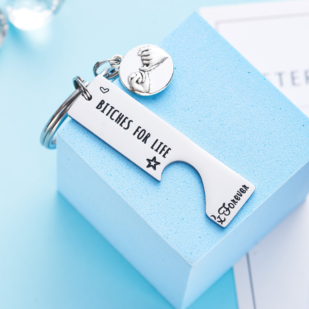 LParkin Best Friend Keychain Set of 2 Best Bitches for Life BFF Sister Gift Bestie Gifts Christams Birthday Maid of Honor Gift Bitches Love Forever Ke