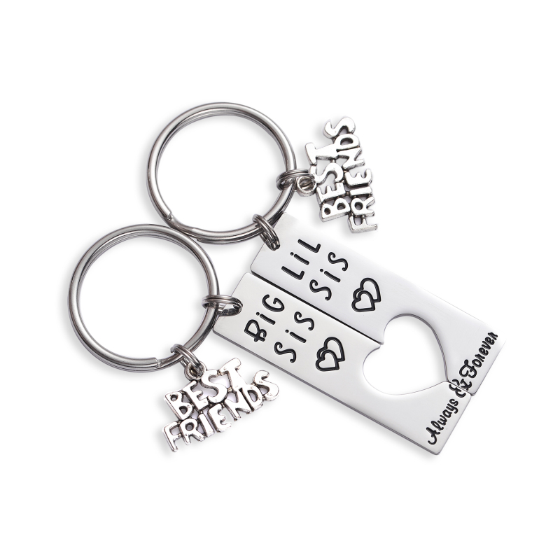 LParkin Big Sis Lil Sis Keychain Set of 2 Gift for Big Sister Little Sister Best Friends Keyring Sister Gifts from Sister Friendship Keychain Sister K