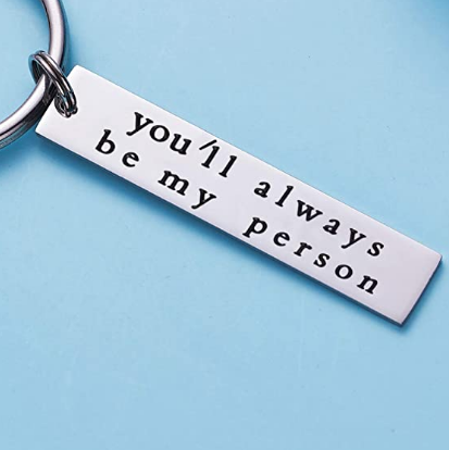 LParkin You’ll Always Be My Person You're My Person Stainless Steel Rectangle Keychain Keyring Best Friend Boyfriend Girlfriend