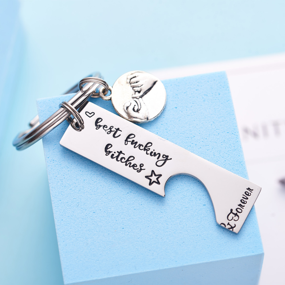 LParkin Best Friend Keychain Set of 2 Best Bitches for Life BFF Sister Gift Bestie Gifts Christams Birthday Maid of Honor Gift Bitches Love Forever Ke