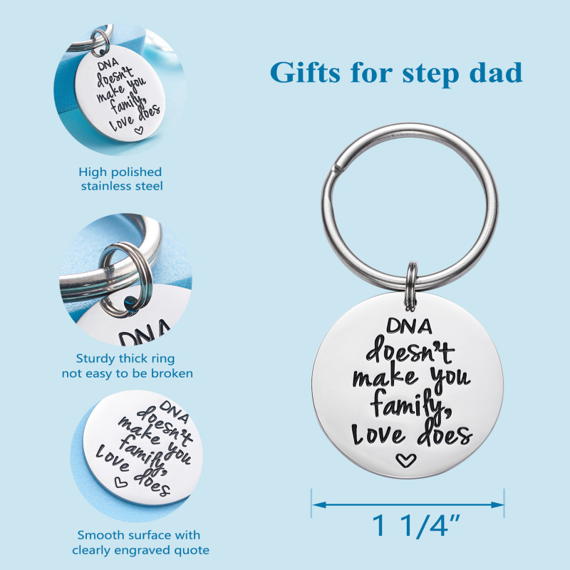 LParkin Stepdad Keychain Stepfather Gift Step DNA Doesn't Make You Family Love Does Gift for Stepdad