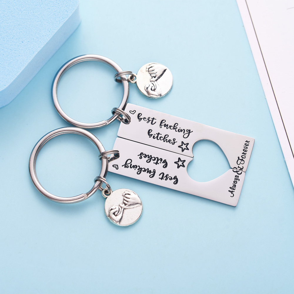 LParkin Best Friend Keychain Set of 2 Best Bitches for Life BFF Sister Gift Bestie Gifts Christams Birthday Maid of Honor Gift Bitches Love Forever Ke