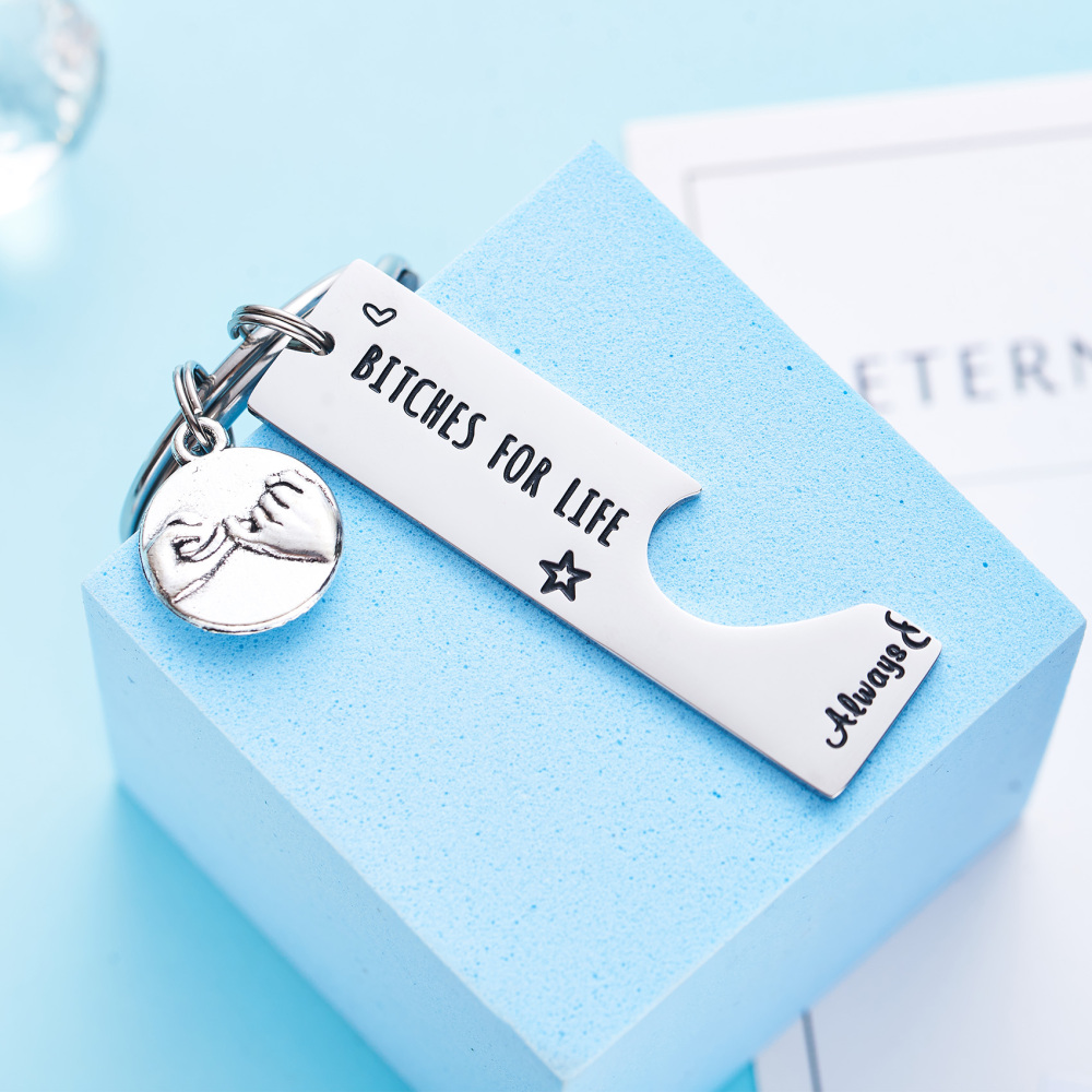 LParkin Best Friend Keychain Set of 2 Best Bitches for Life BFF Sister Gift Bestie Gifts Christams Birthday Maid of Honor Gift Bitches Love Forever Ke