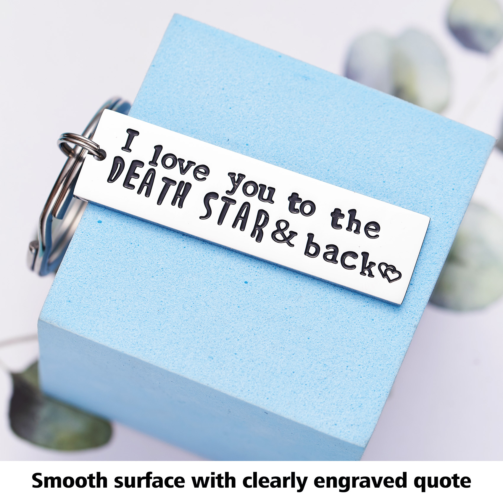 LParkin I Love You to The Death Star & Back Stainless Steel Bar Keychain Keyring Great Christmas Geekery Fan Sci Fi Geeky Gifts