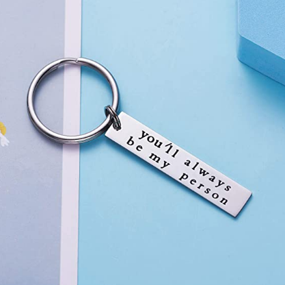LParkin You’ll Always Be My Person You're My Person Stainless Steel Rectangle Keychain Keyring Best Friend Boyfriend Girlfriend