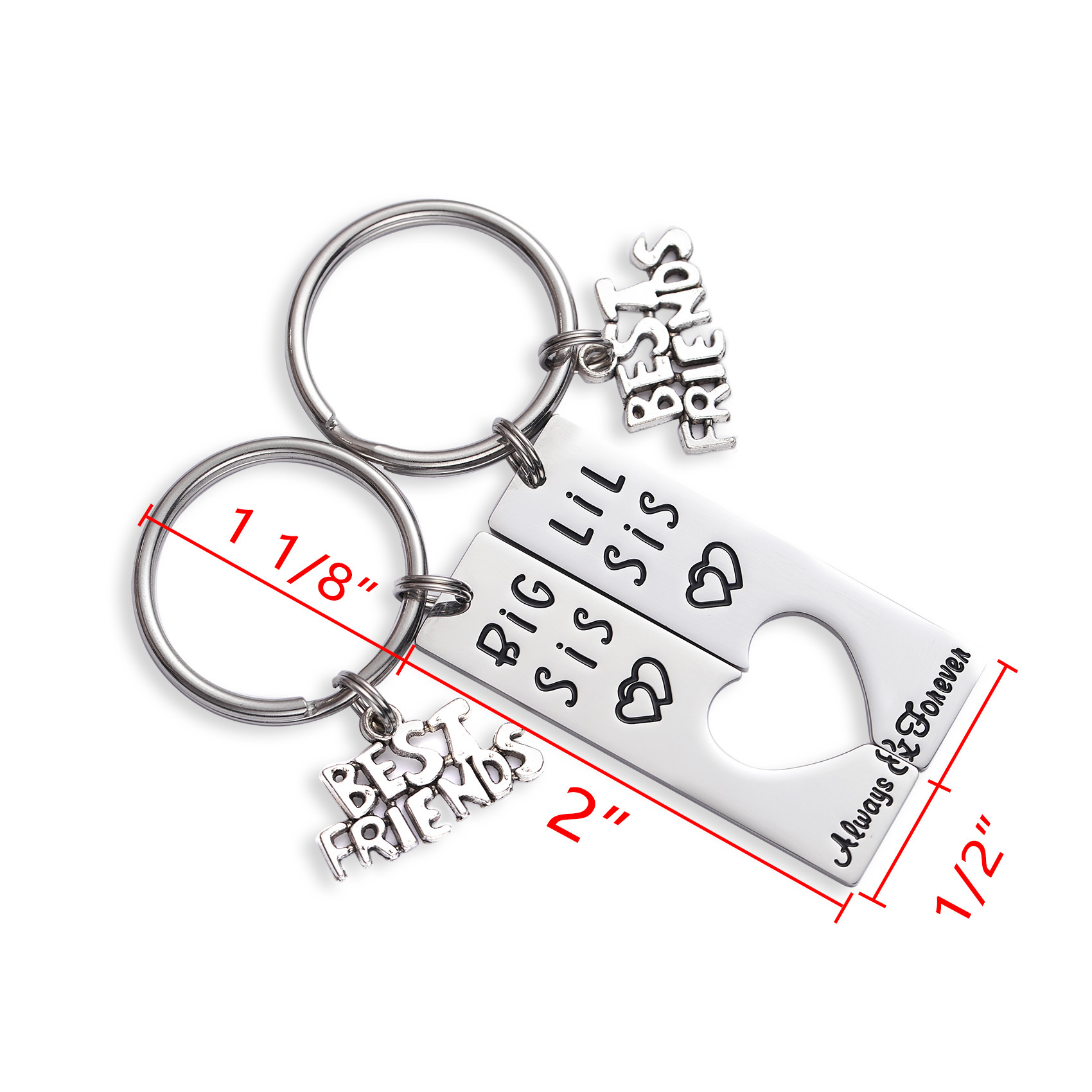 LParkin Big Sis Lil Sis Keychain Set of 2 Gift for Big Sister Little Sister Best Friends Keyring Sister Gifts from Sister Friendship Keychain Sister K