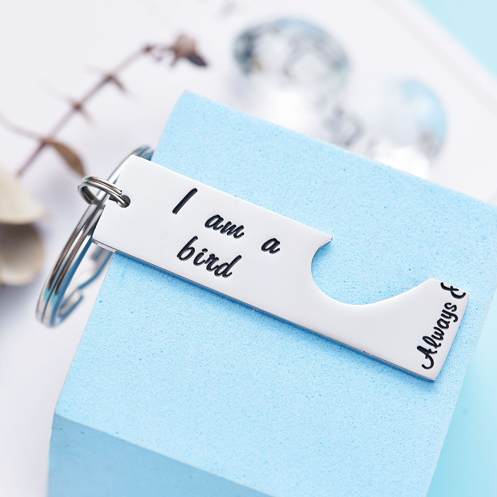 LParkin If You're A Bird I'm A Bird Boyfriend Girlfriend Couples Anniversary Wedding Day Necklace Keychain Set Stainless Steel Polished Finish