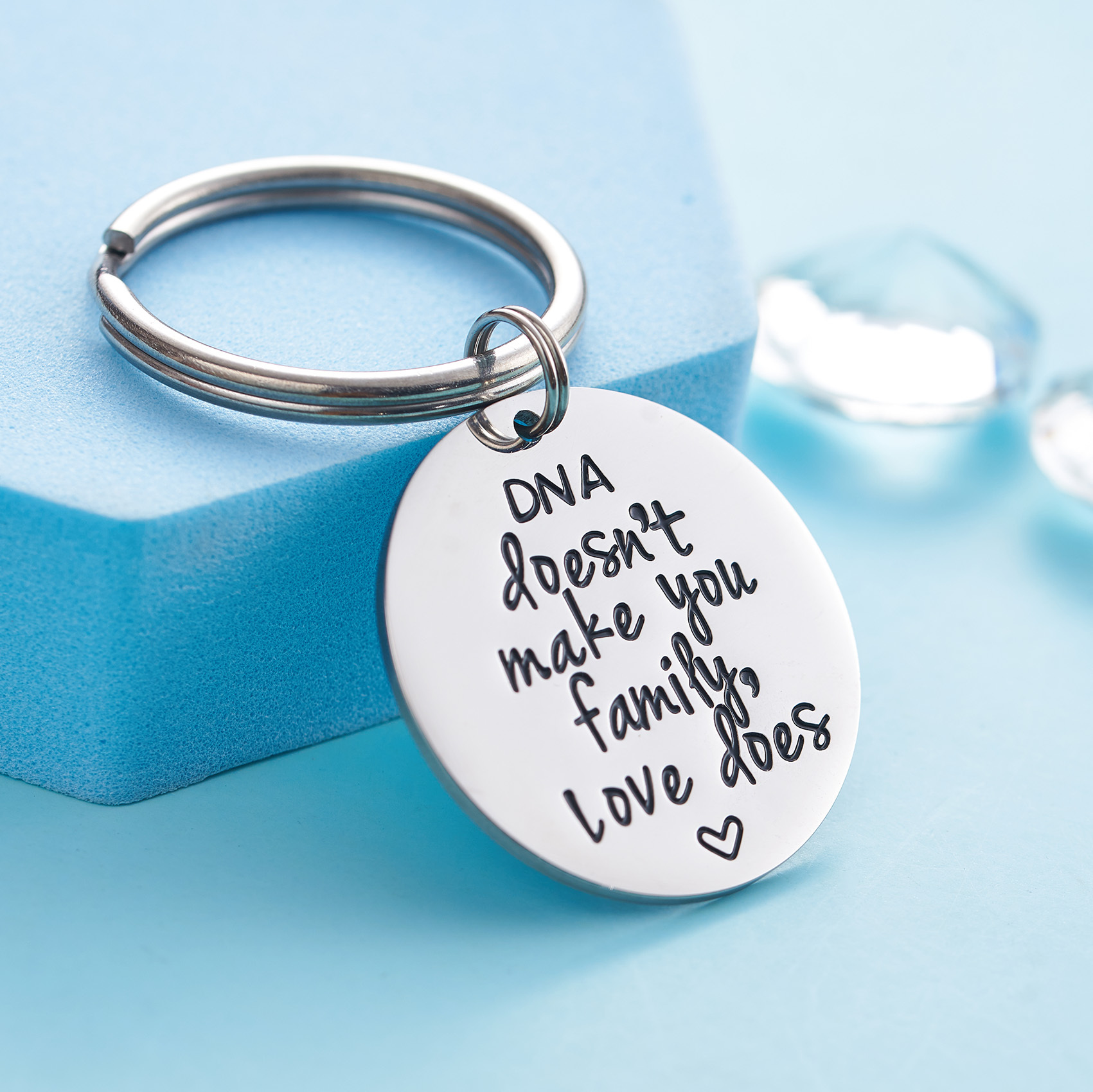 LParkin Stepdad Keychain Stepfather Gift Step DNA Doesn't Make You Family Love Does Gift for Stepdad