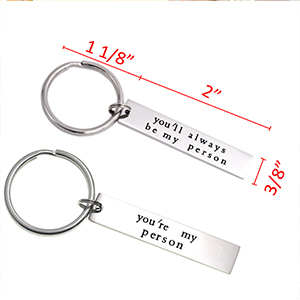 LParkin You’ll Always Be My Person You're My Person Stainless Steel Rectangle Keychain Keyring Best Friend Boyfriend Girlfriend